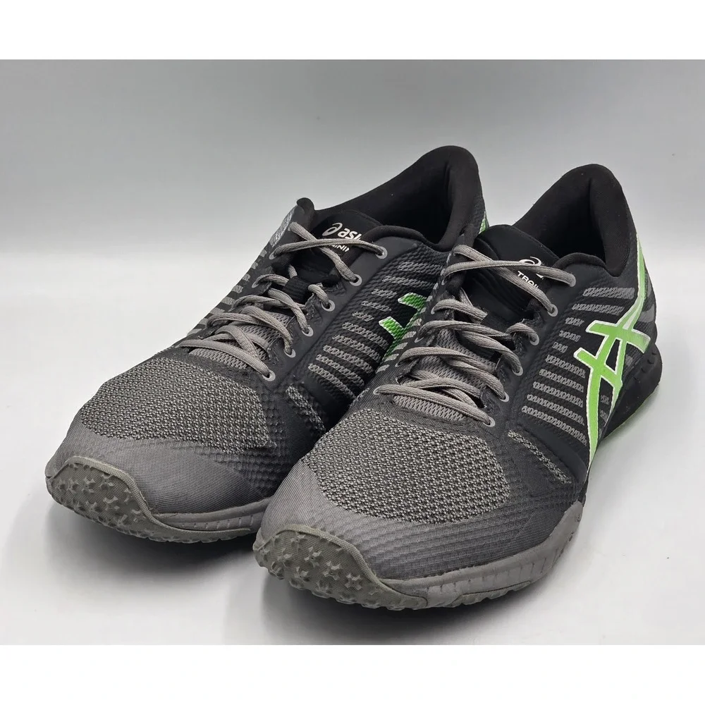 Asics FuzeX TR Mens Size 11 US Gray Black Green Athletic Training Sneakers S613N